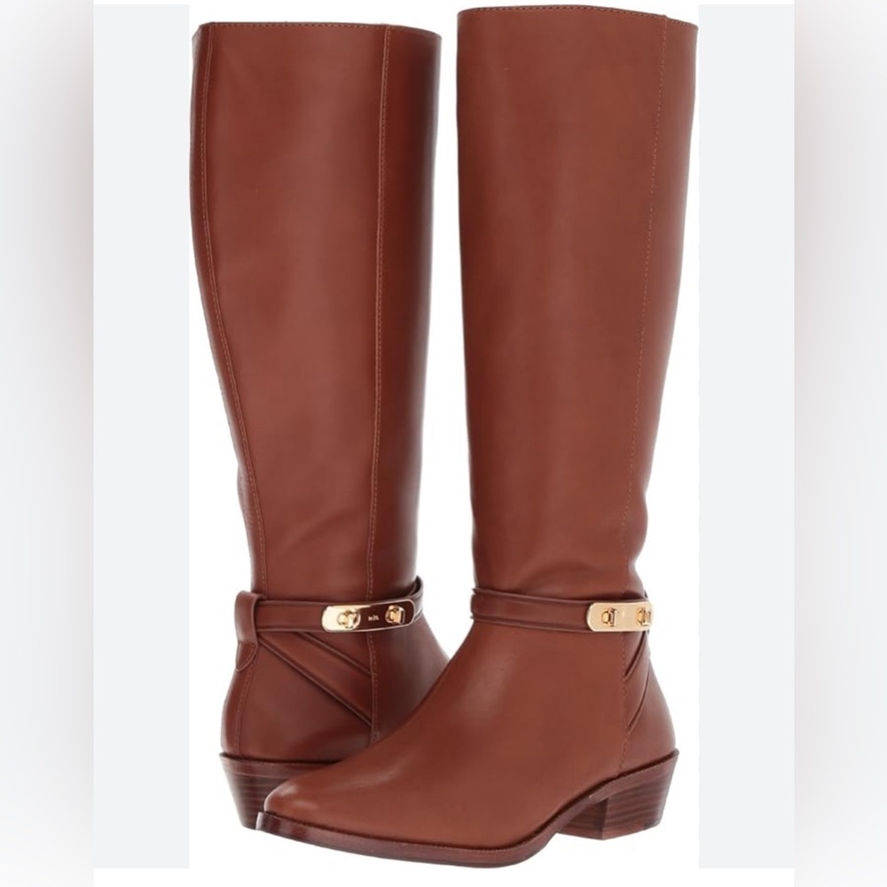 Coach Caroline Semi Matte Calf DK Saddle Extended Boots  Size 7